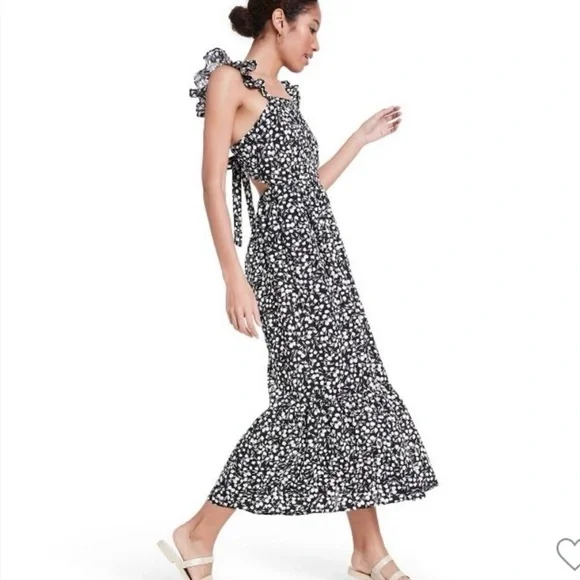 RIXO x Target | Midi Ruffle Dress, Black & White Floral Print, Size 16 - EUC - Picture 3 of 11